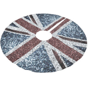 UK flag Rustic vintage sparkles glitters bling Brushed Polyester Tree Skirt