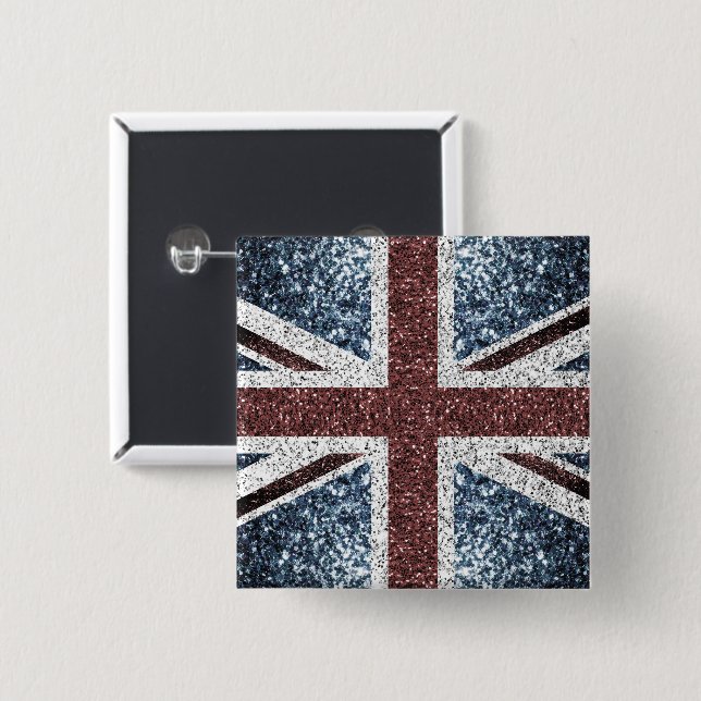 UK flag Rustic vintage sparkles glitters bling Button (Front & Back)