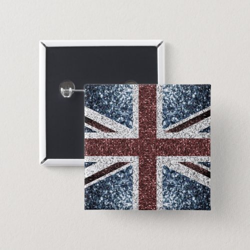 UK flag Rustic vintage sparkles glitters bling Button