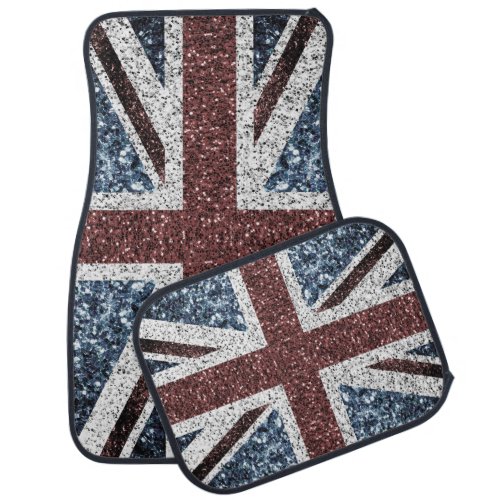 UK flag Rustic vintage sparkles glitters bling Car Floor Mat