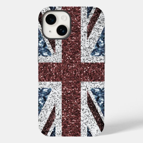 UK flag Rustic vintage sparkles glitters bling Case_Mate iPhone 14 Case