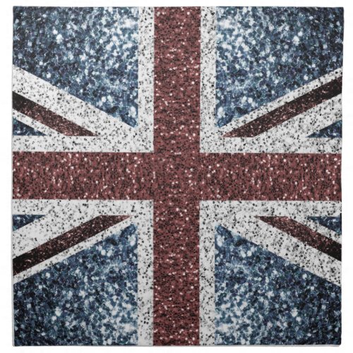 UK flag Rustic vintage sparkles glitters bling Cloth Napkin