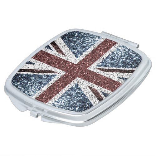 UK flag Rustic vintage sparkles glitters bling Compact Mirror