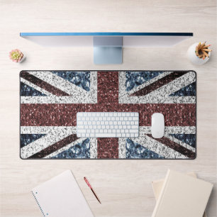 UK flag Rustic vintage sparkles glitters bling Desk Mat