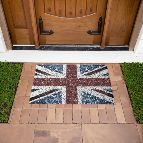 UK flag Rustic vintage sparkles glitters bling Doormat