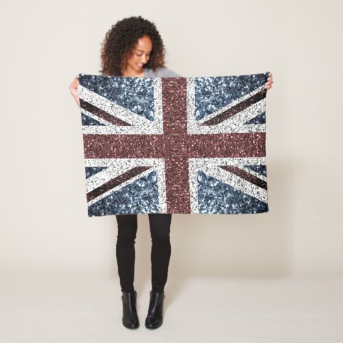UK flag Rustic vintage sparkles glitters bling Fleece Blanket