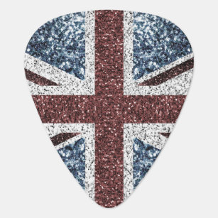 UK flag Rustic vintage sparkles glitters bling Guitar Pick