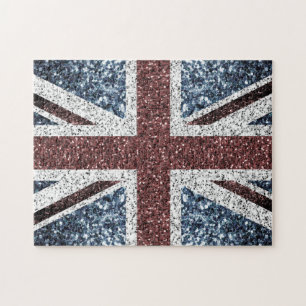 UK flag Rustic vintage sparkles glitters bling Jigsaw Puzzle