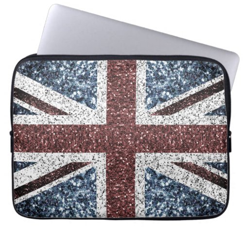 UK flag Rustic vintage sparkles glitters bling Laptop Sleeve