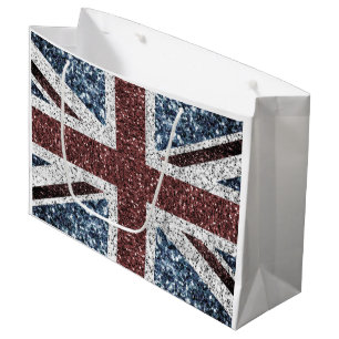UK flag Rustic vintage sparkles glitters bling Large Gift Bag