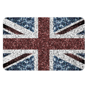 UK flag Rustic vintage sparkles glitters bling Magnet