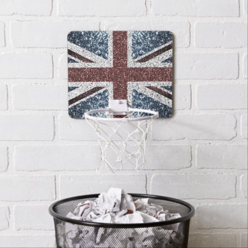 UK flag Rustic vintage sparkles glitters bling Mini Basketball Hoop