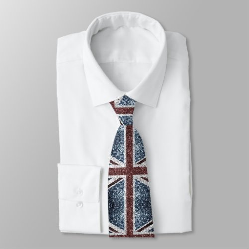 UK flag Rustic vintage sparkles glitters bling Neck Tie