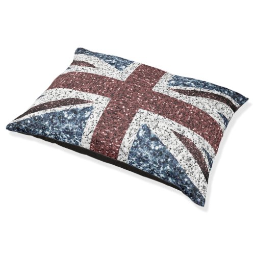 UK flag Rustic vintage sparkles glitters bling Pet Bed