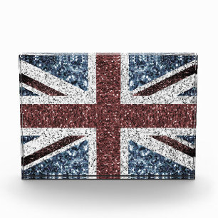 UK flag Rustic vintage sparkles glitters bling Photo Block