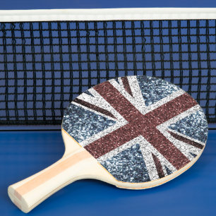 UK flag Rustic vintage sparkles glitters bling Ping Pong Paddle