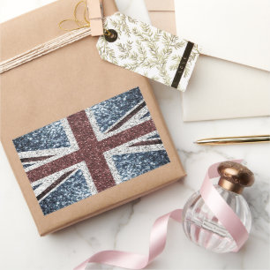 UK flag Rustic vintage sparkles glitters bling Rectangular Sticker