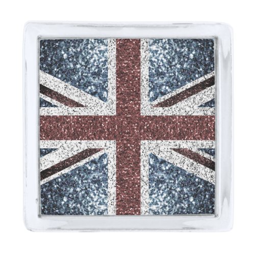 UK flag Rustic vintage sparkles glitters bling Silver Finish Lapel Pin