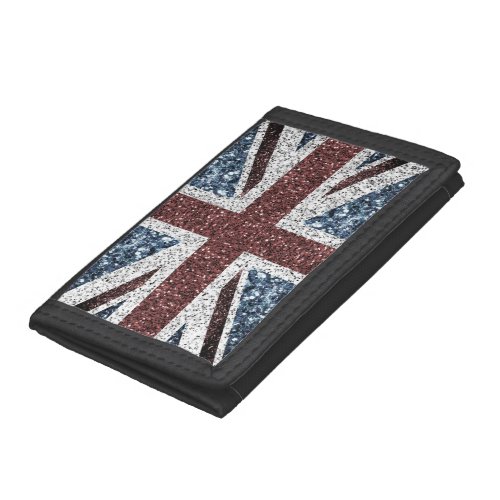 UK flag Rustic vintage sparkles glitters bling Trifold Wallet