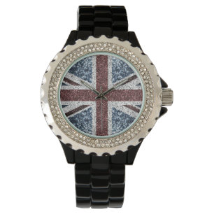 UK flag Rustic vintage sparkles glitters bling Watch