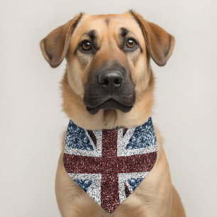 UK flag Rustic vintage sparkles glitters blingy Pet Bandana Collar