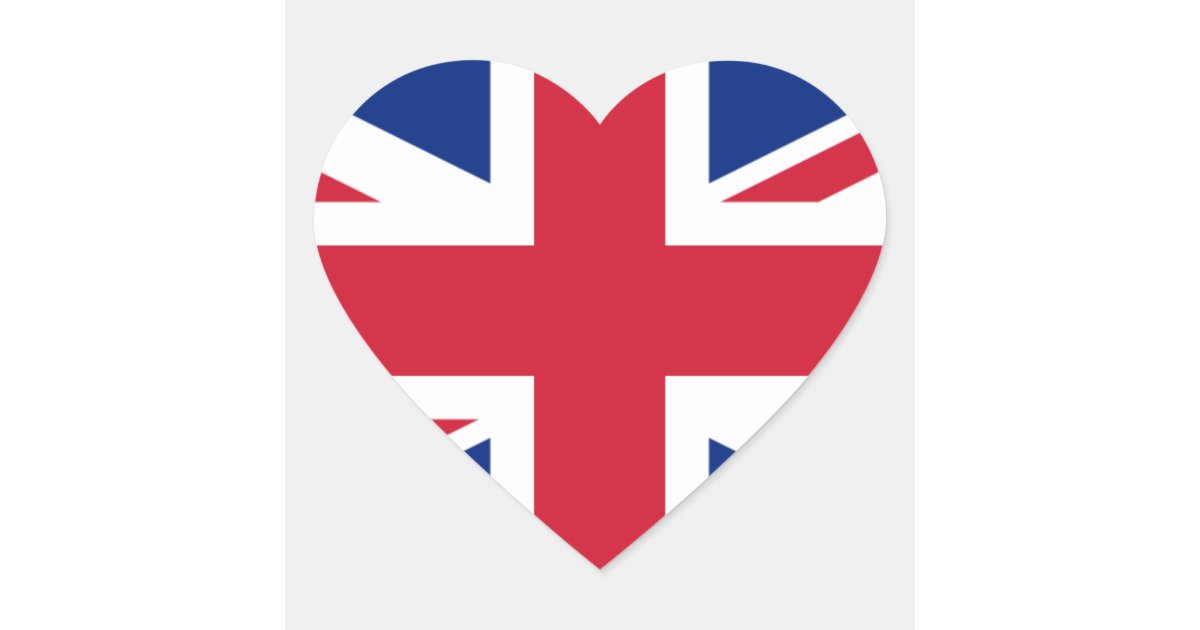 UK FLAG STICKER HEART SHAPED OPTION >>> | Zazzle