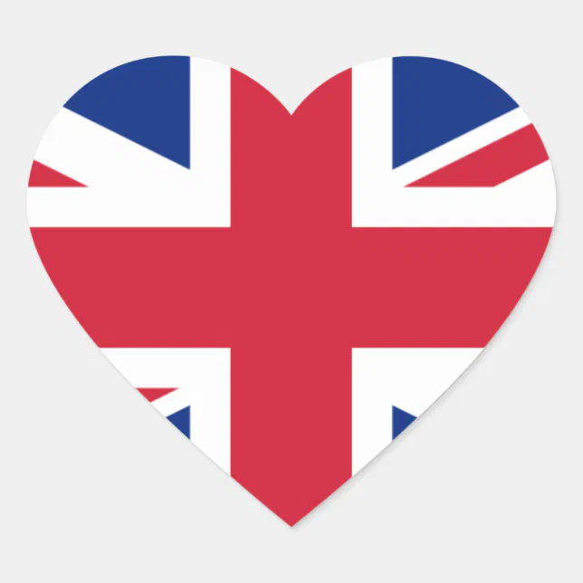 UK FLAG STICKER HEART SHAPED OPTION >>> | Zazzle