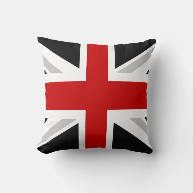 uk flag throw pillow black red (Front)