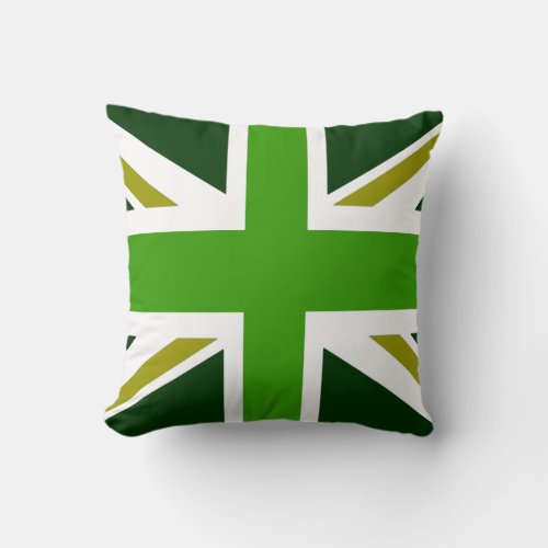 uk flag throw pillow olive green