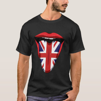 UK Flag Tongue Lips Great Britian United Kingdom B T-Shirt
