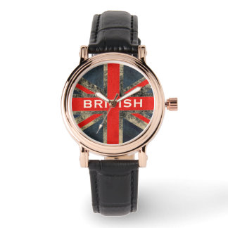 UK Flag Union Jack Custom Leather Strap Watch
