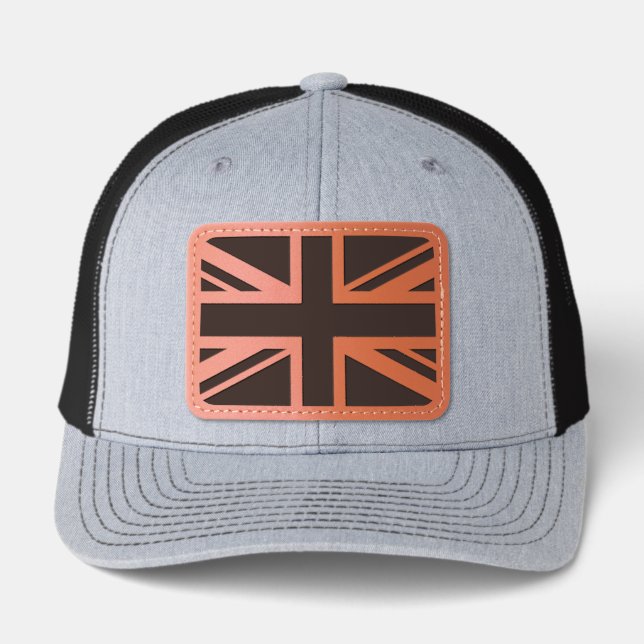 UK Flag, Union Jack Leather Patch Hat (Front)