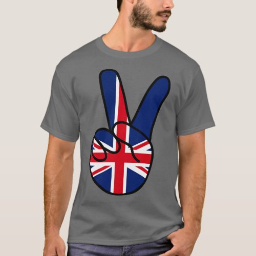 UK Flag V Sign T_Shirt