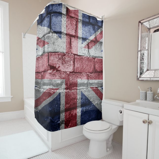 UK flag wall Shower Curtain (In Situ)