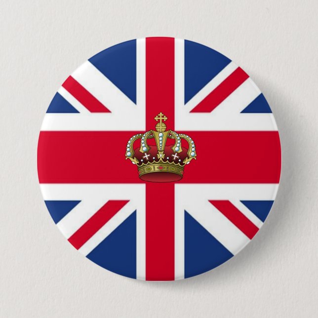 UK Flag with Royal Crown Button (Front)