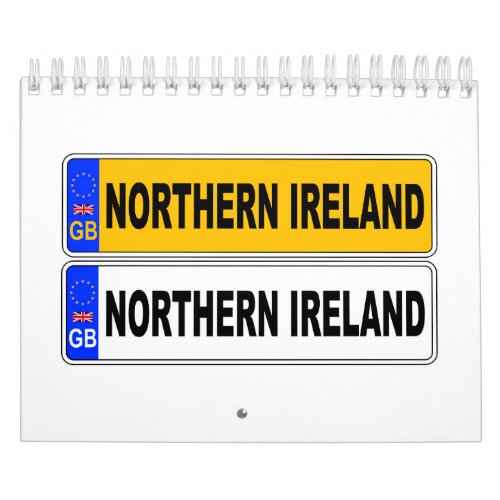 UK Front And Back Number Plate Northern Ireland Calendar