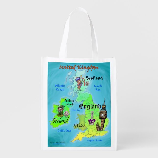 UK Fun Map Grocery Bag (Front)