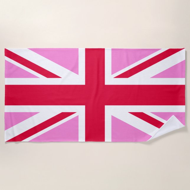 UK Gay Pride (Pink Union Jack) (Gay British Flag) Beach Towel (Front)