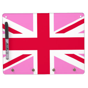 UK Gay Pride (Pink Union Jack) (Gay British Flag) Dry Erase Board With Keychain Holder