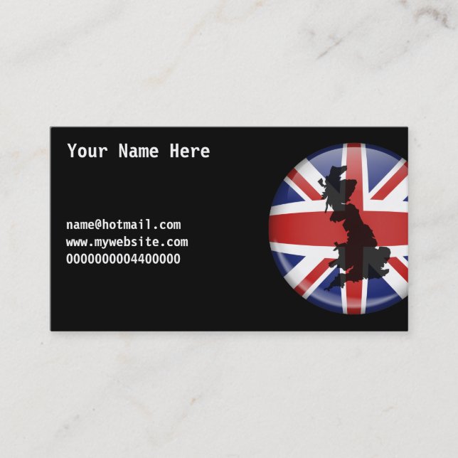 UK Globe, Your Name Here, name@hotmail.comwww.m... Business Card (Front)
