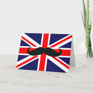 UK Great Britain Flag with Mustache Christmas Card