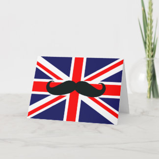 UK Great Britain Flag with Mustache Christmas Card