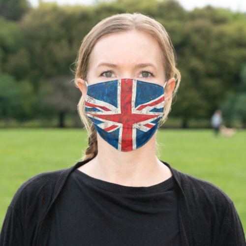UK Great Britain Union Jack Distressed Flag Adult Cloth Face Mask
