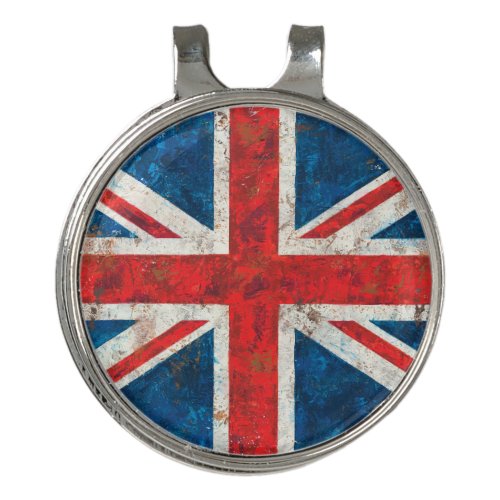 UK Great Britain Union Jack Distressed Flag Golf Hat Clip