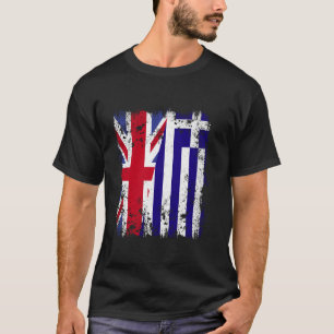 UK Greece Half Flag British Greek Flag Hellas Heri T-Shirt