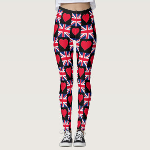 UK Heart United Kingdom Flag Patriotic British Leggings