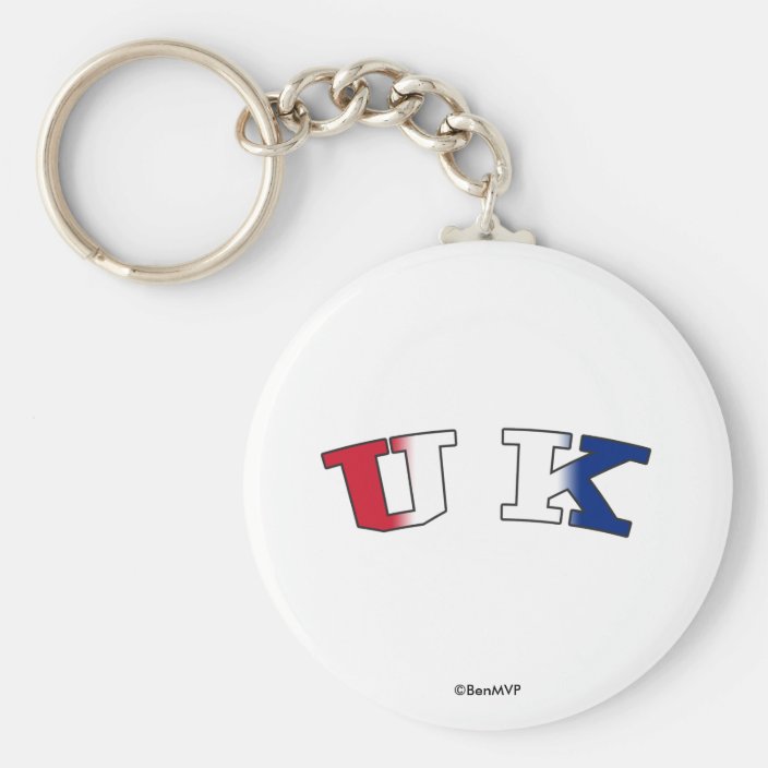 UK in National Flag Colors Key Chain