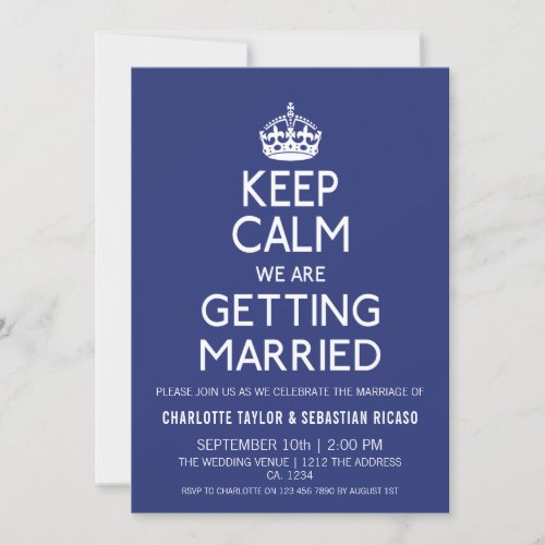 UK Keep Calm Wedding Britain Blue Crown Announcement