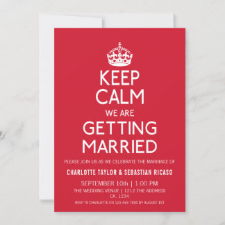 UK Keep Calm Wedding Britain Red Crown Announcement