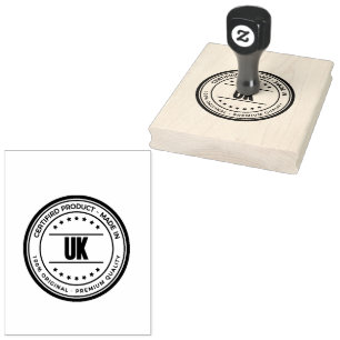 UK Logo Office Stationery Wooden Manganese Blue Rubber Stamp